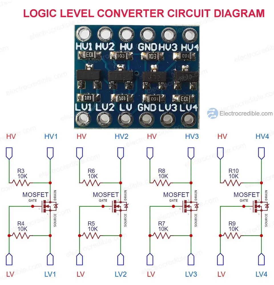 Bi-directional LOGIC LEVEL CONVERTER MODULE CIRCUIT DIAGRAM
